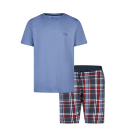 Phil & Co Essential shortama heren korte pyjama set blauw/geruit