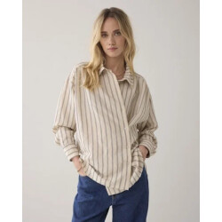 Summum 2s3455-12374 107 blouse adjustable chenille stripe ivorymidnightblue