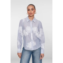 Geisha 63143-21 625 blouse embroidered flowers blue/off-white
