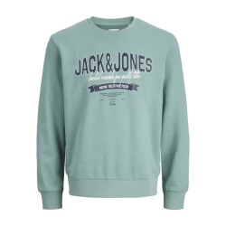Jack & Jones Heren trui jjelogo sweatshirt logo print turquoise