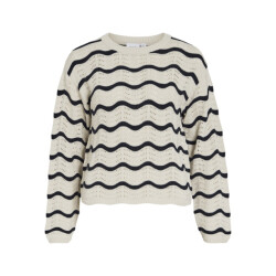 Vila Viwave o-neck ls pointelle knit top-noos ecru dessin