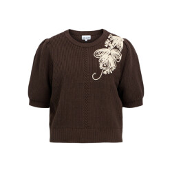 Object objstar s/s re knit pullover 143 23048339 seal brown