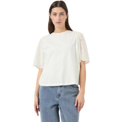 Y.A.S Yaslex ss top w. emb sleeves s. noos star white