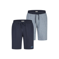 Phil & Co Heren korte pyjamabroeken 2-pack donkerblauw/grijs gestreept