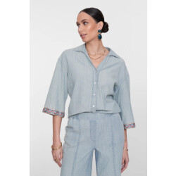 Geisha 63161 70 635 blouse chambray with tape jeansblue