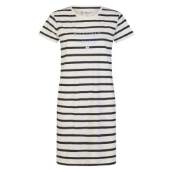 By Louise Dames lang nachthemd korte mouwen wit gestreept
