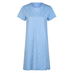 By Louise Dames lang nachthemd korte mouwen blauw