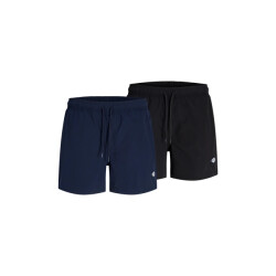 Jack & Jones Heren zwemshorts jpstmaui tropic 2-pack effen zwart/donkerblauw