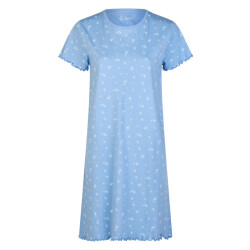 By Louise Dames lang nachthemd korte mouwen blauw