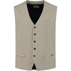 Dstrezzed Gilet linen irregular stripe sepia