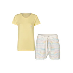 By Louise Dames pyjamaset katoen shortama met print geel