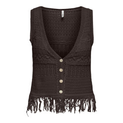 Only Onlalix life sl fringe waistcoat knt -