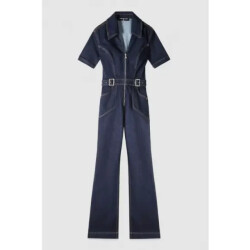 Patrizia Pepe Denim jumpsuit met korte mouwen