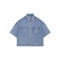 Alix The Label Ladies woven denim shortsleeve blouse blouses 2603998629