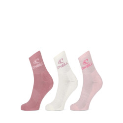 O'Neill Sportsokken unisex quarter 3-pack roze/wit