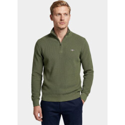 Gant Half zip katoenen textured sweater met 8030292/379