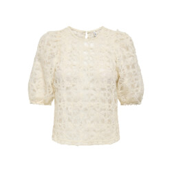 Only Onlbenia ss o-neck lace top jrs ecru