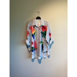 Geisha 63162-70 blouse stripes & birds