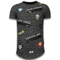 Local Fanatic Longfit asymmetric embroidery t-shirt patches