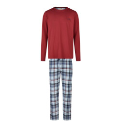 Phil & Co Heren lange pyjama set rood/blauw geruit