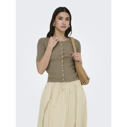 Jacqueline de Yong Jdygaby 24 o-neck pearl cardigan knt taupe