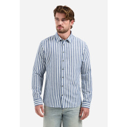 No Excess Shirt vertical big stripe with linen dessin