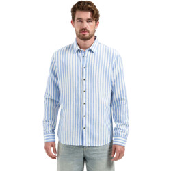 No Excess Shirt vertical big stripe with line blue