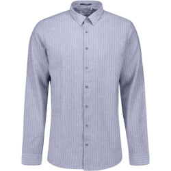 No Excess Shirt vertical small stripe with li indigo blue