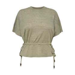 Only Onlpearl ss elastic waist top jrs army