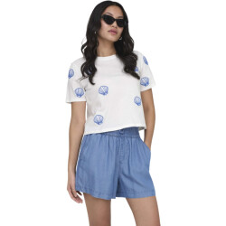 Only Onlmarisse s/s emb top box jrs cloud dancer/shell