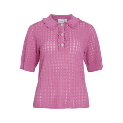 Vila Vinora polo 24 pointelle knit toprc fuchsia