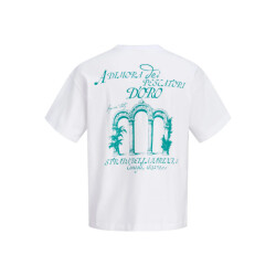 Jack & Jones Heren backprint t-shirt jorcotedazur wit/turquoise