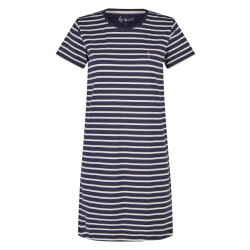 By Louise Dames lang nachthemd korte mouw donkerblauw/wit gestreept