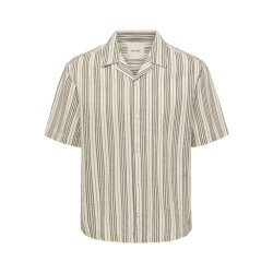 Only & Sons Onscruz rlx seersucker resort ss shirt ecru dessin