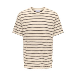 Only & Sons Onsian reg ss stripe struct tee ecru dessin