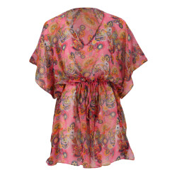 Sarlini Dames tuniek strandjurk polyester kaftan print roze