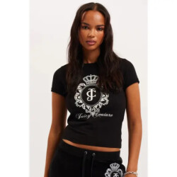 Juicy Couture Heritage crest fitted t-shirt zwart