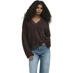 Only Onlclover ls lace v-neck reversible knt coffee bea